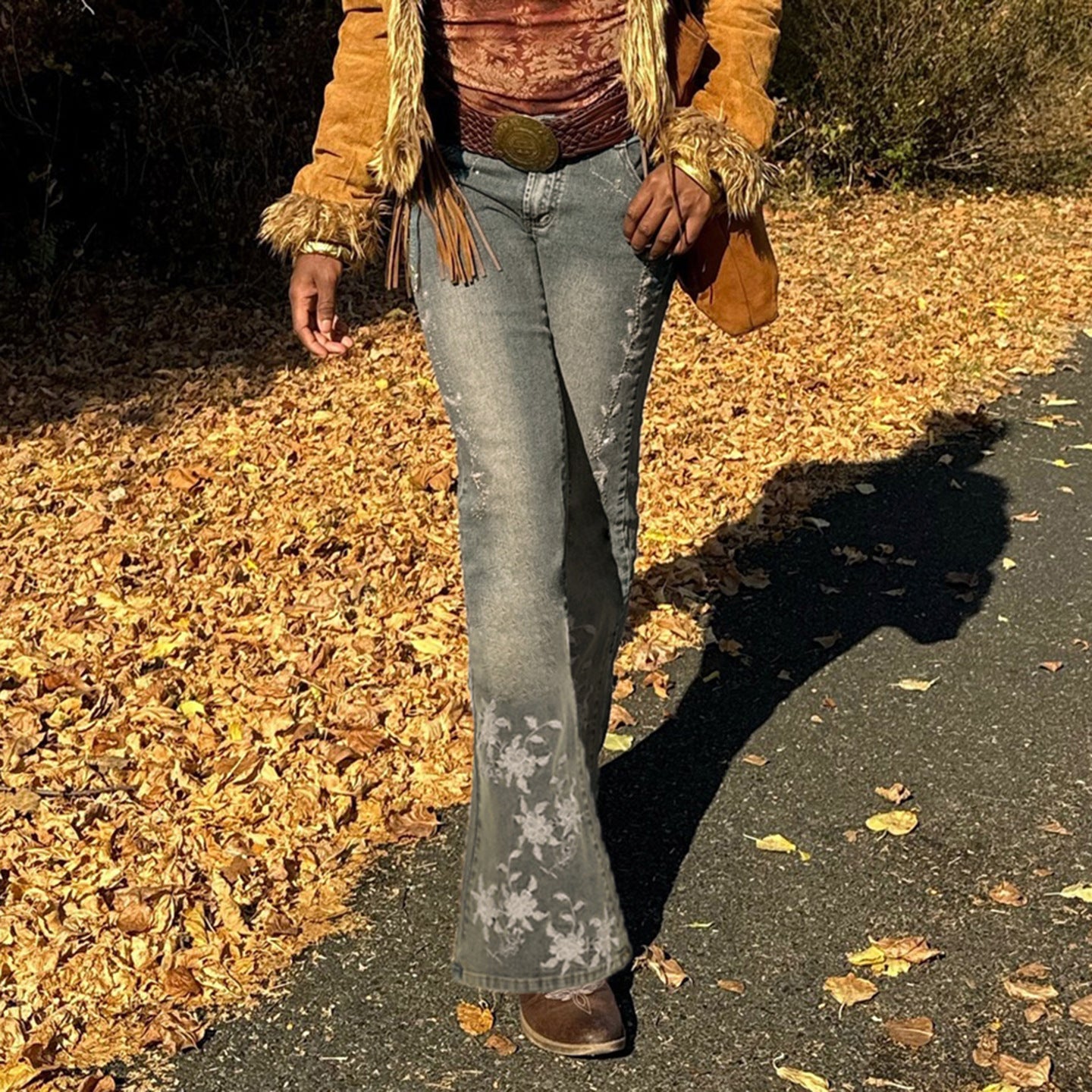 Washed Spicy Girl Slim Fit Micro Flared Pants