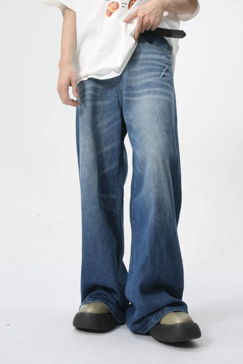 Premium Wide Leg Men's Jeans with Pockets - Japanese Denim