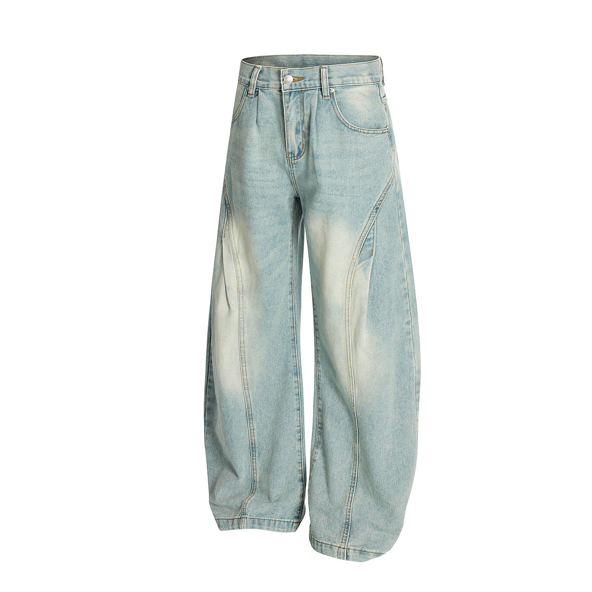 Curved Knife Retro Washed Cowboy Cleanfit Wide Leg Pants