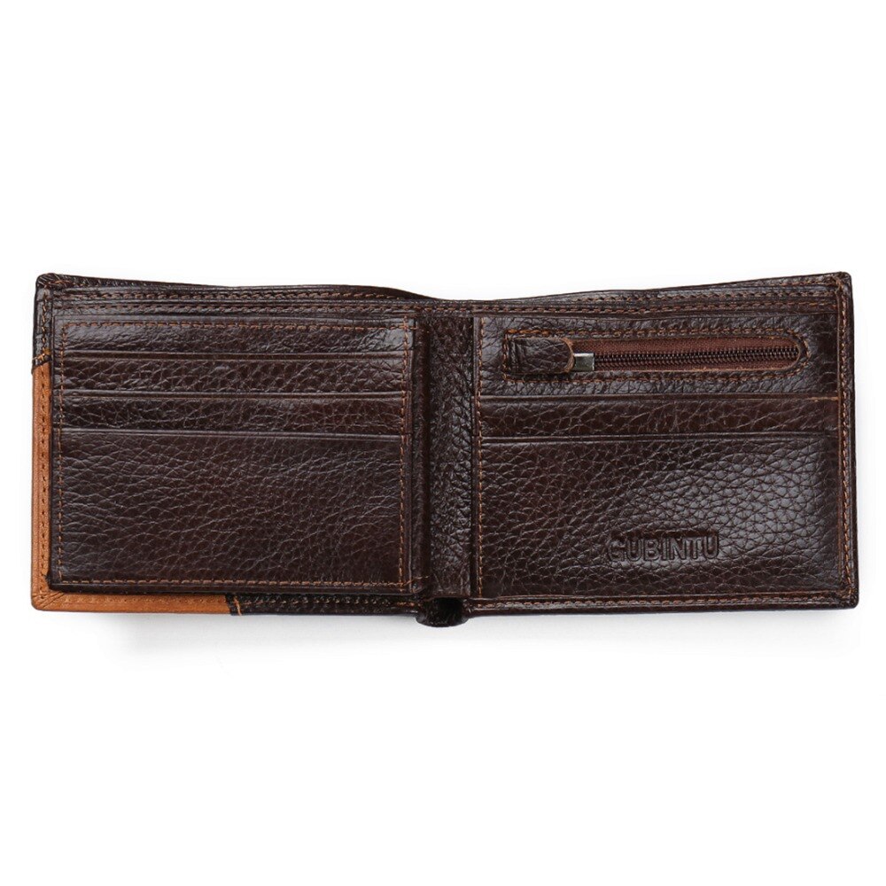 Genuine Leather Men's Wallet with Coin Pocket and Zipper for Men