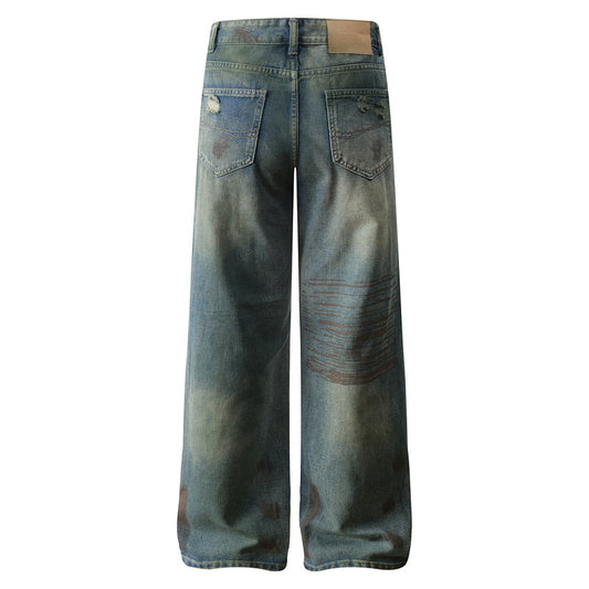 Men's Vintage Washed Wide Leg Beggars Trousers