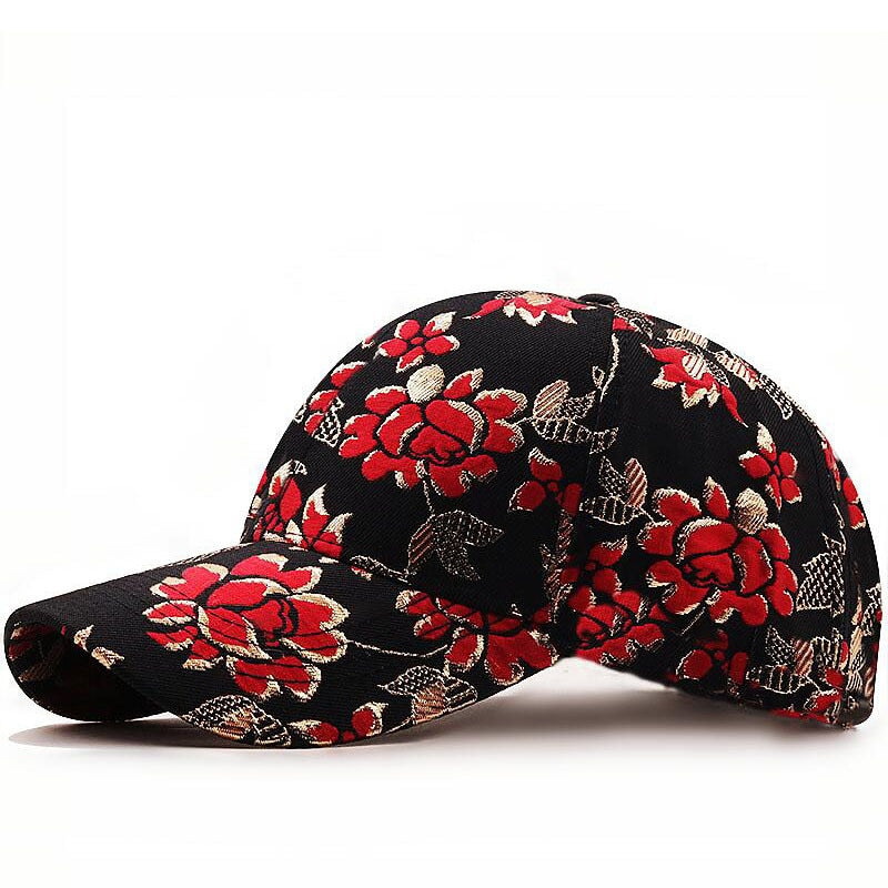 Simple Women's Baseball Cap with Embroidery Flower Design - Summer Snapback Hat for Women