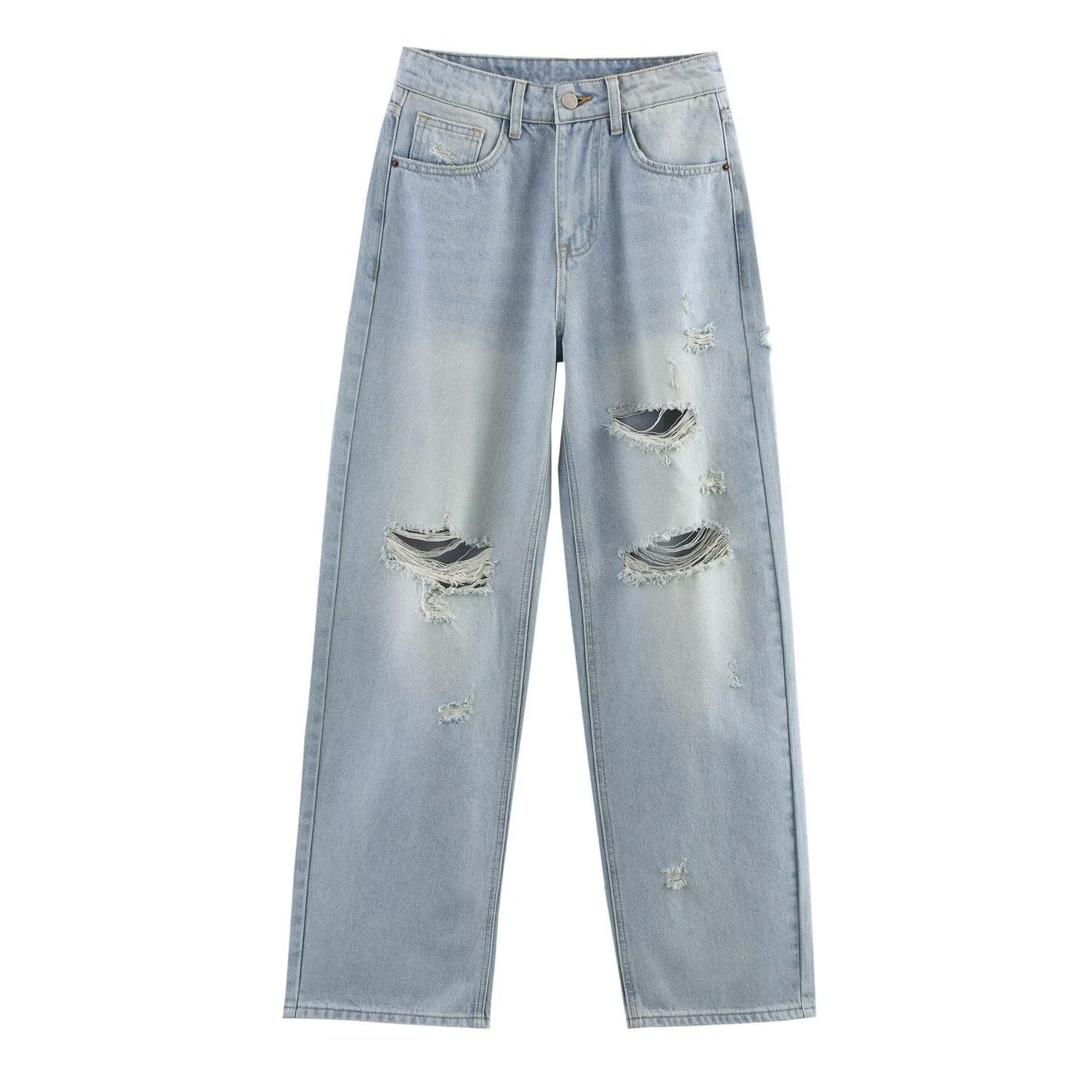 Ripped High Waisted Loose Jeans for Women