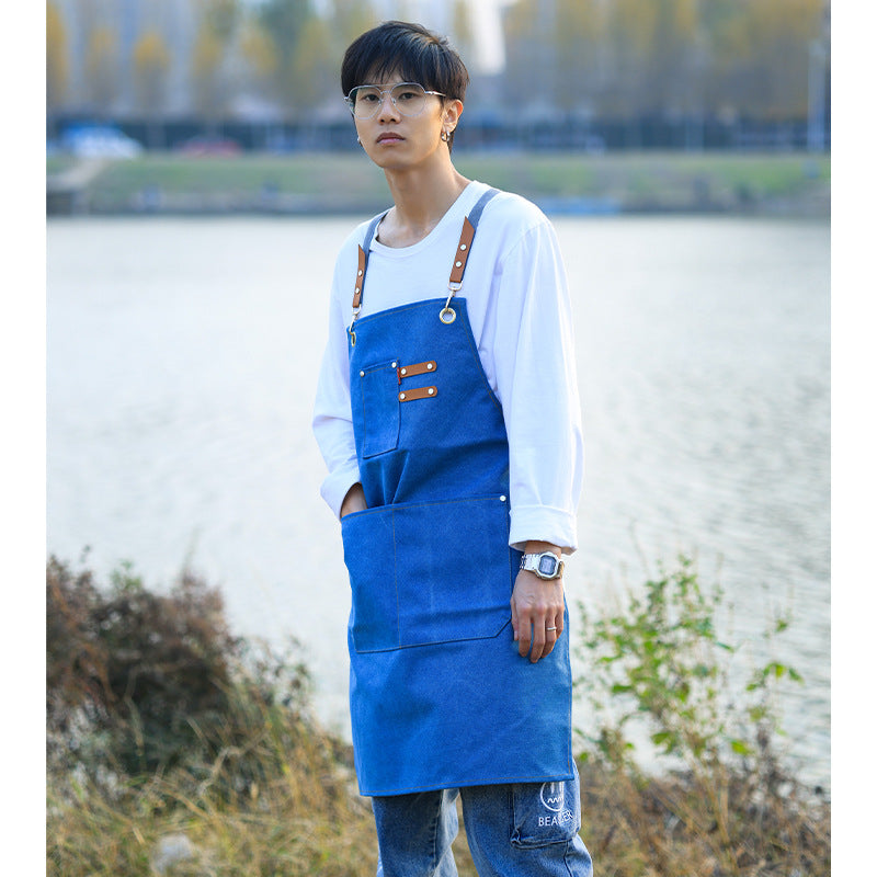 Cowboy Thick Canvas Apron Work Clothes Printing