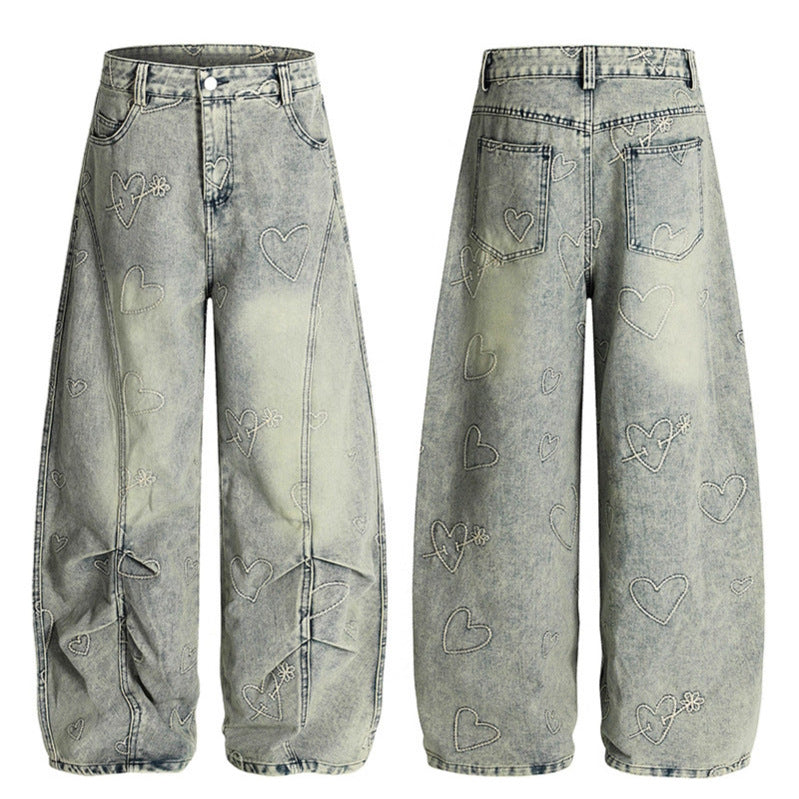 Love Embroidered Jeans - Premium Japanese Denim