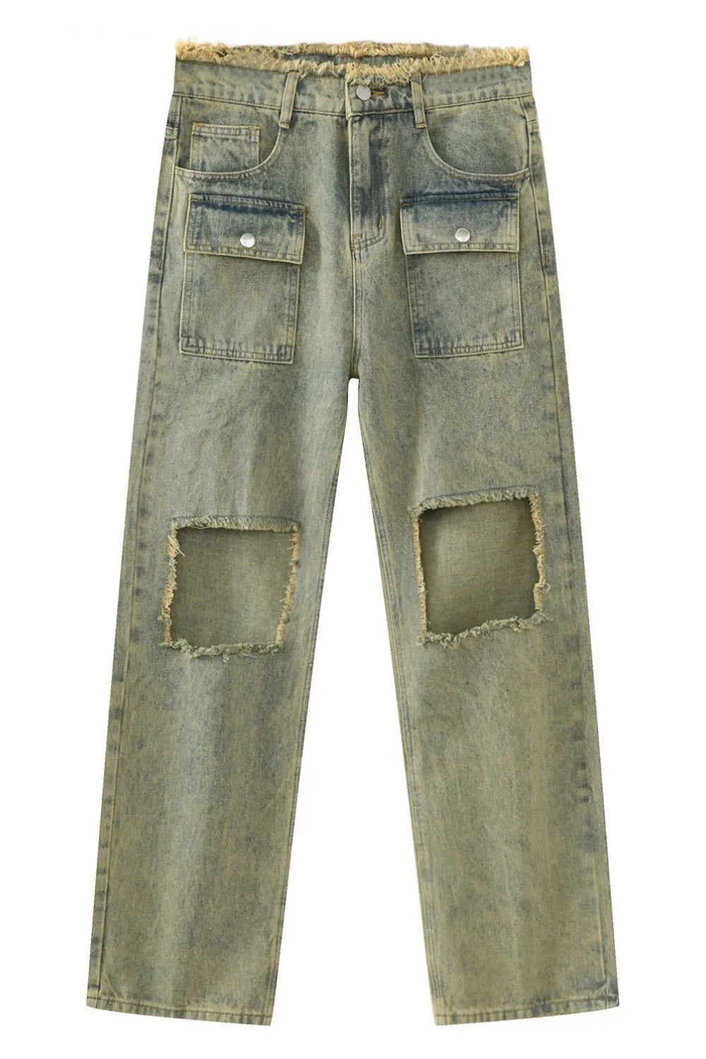 Premium Raw Hem Distressed Jeans in Japanese Denim