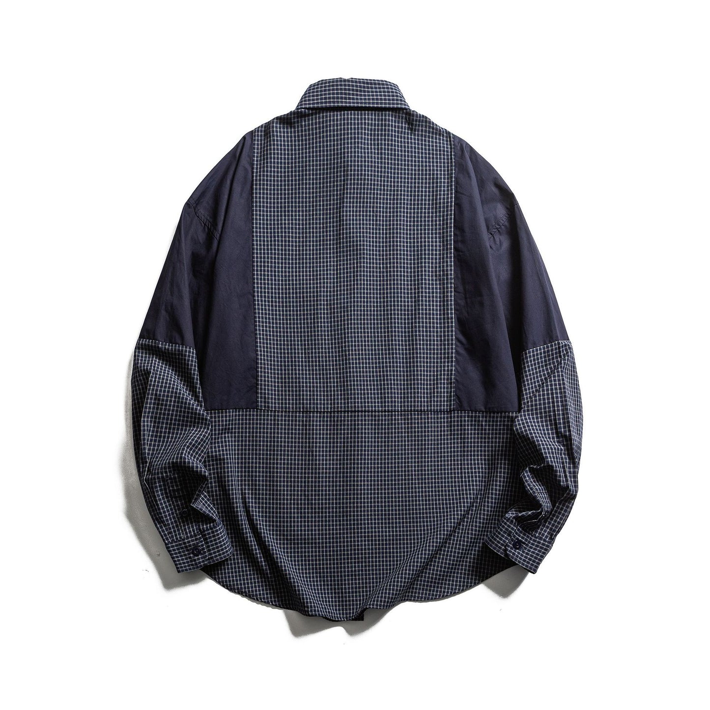 Patchwork Plaid Turn-down Collar Casual Loose Long Sleeve Shirt