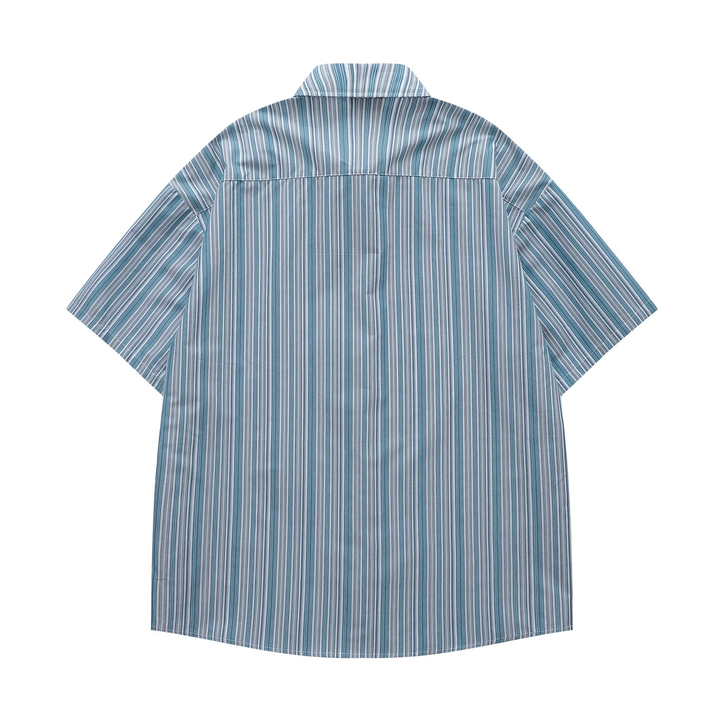 Retro Simple Vertical Stripe Loose Casual Short Sleeve Shirt