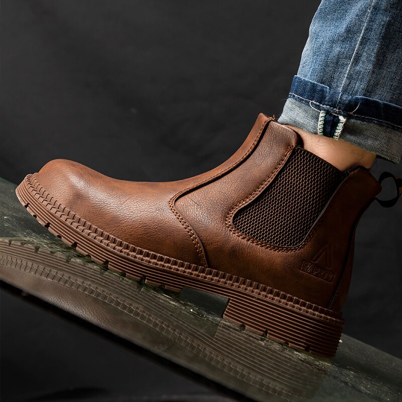 Men's Work Safety Boots - Chelsea Steel Toe Shoes