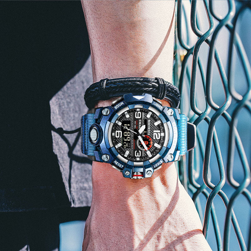 Men's Sport Watches - Dual Display - 50m Waterproof Military Watch