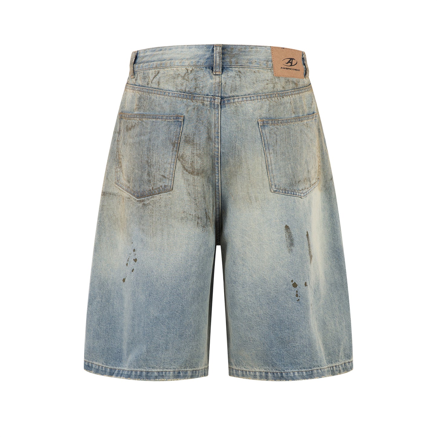 Unisex Distressed 7/8 Denim Pants with Faded Design