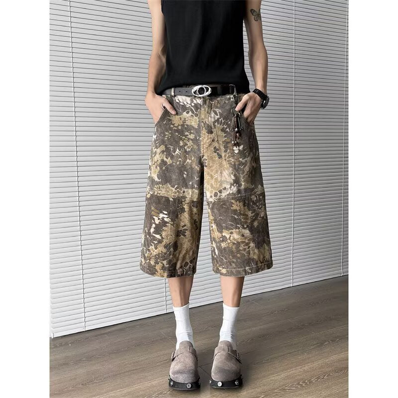 Casual Camouflage Denim Shorts for Men and Women