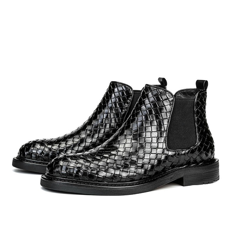 Men's Woven Pattern Short Boots