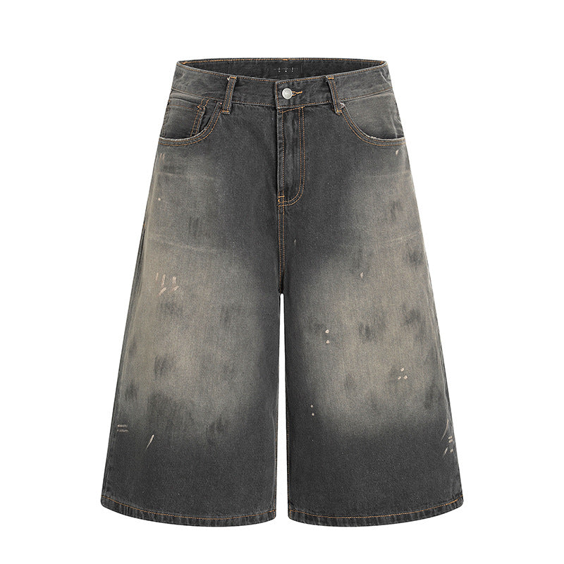 Black and Gray Straight Leg Washed Denim Jeans for Cleaning