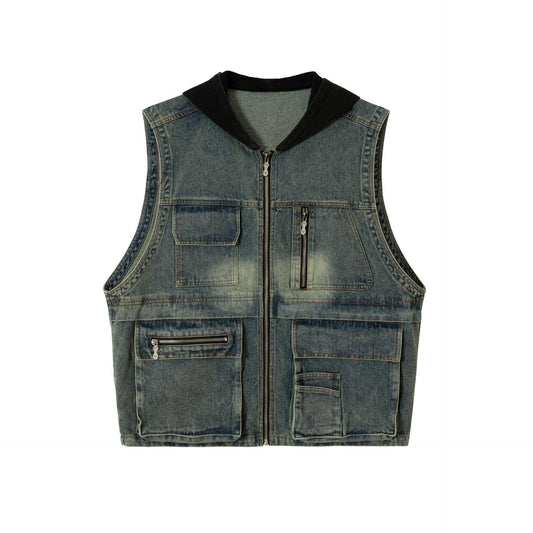 High Street Retro Denim Vest Short Jacket