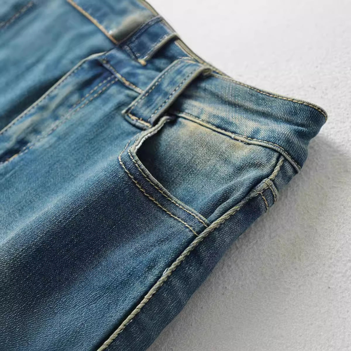 Washed and Ground White Denim Mini Skirt