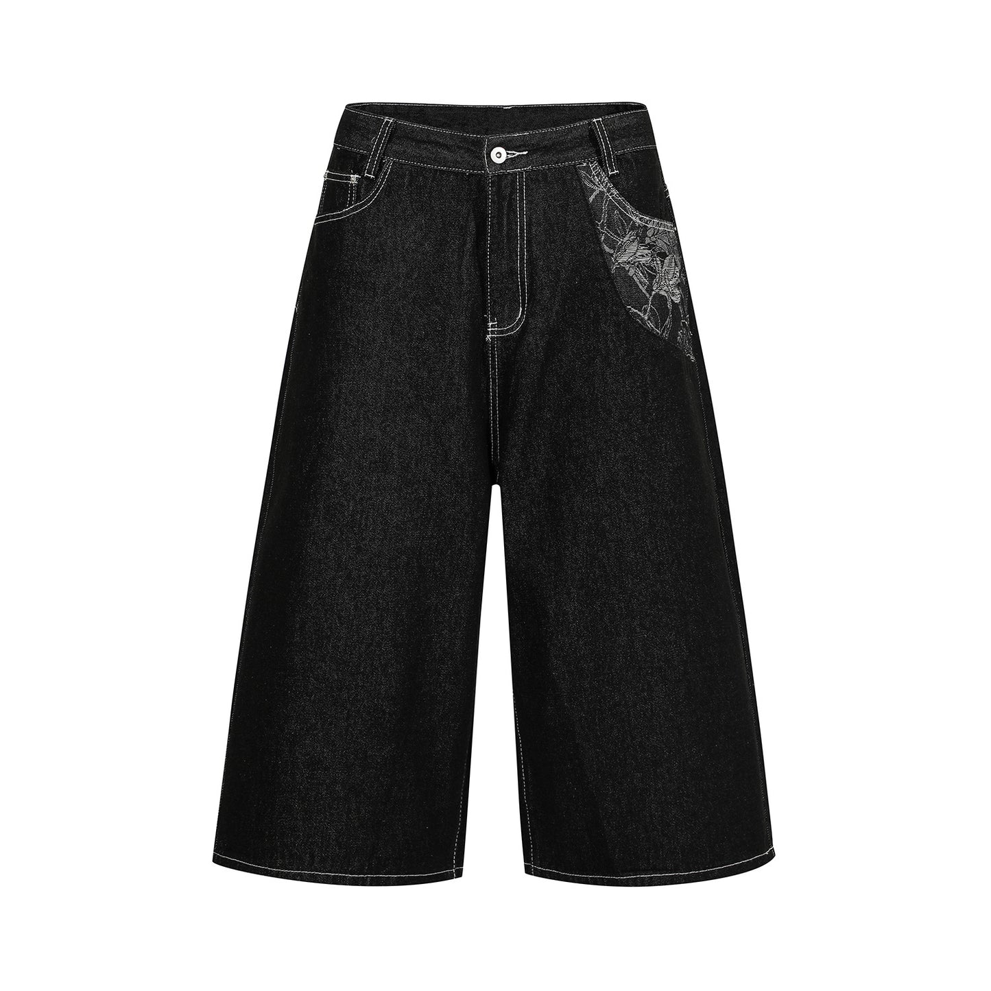 Street Style High-Street Personalized Spliced Denim Shorts