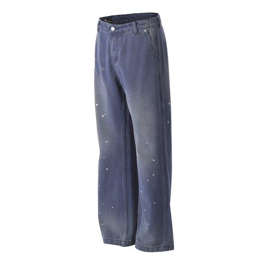 Unisex Vintage Washed Denim Wide Leg Jeans