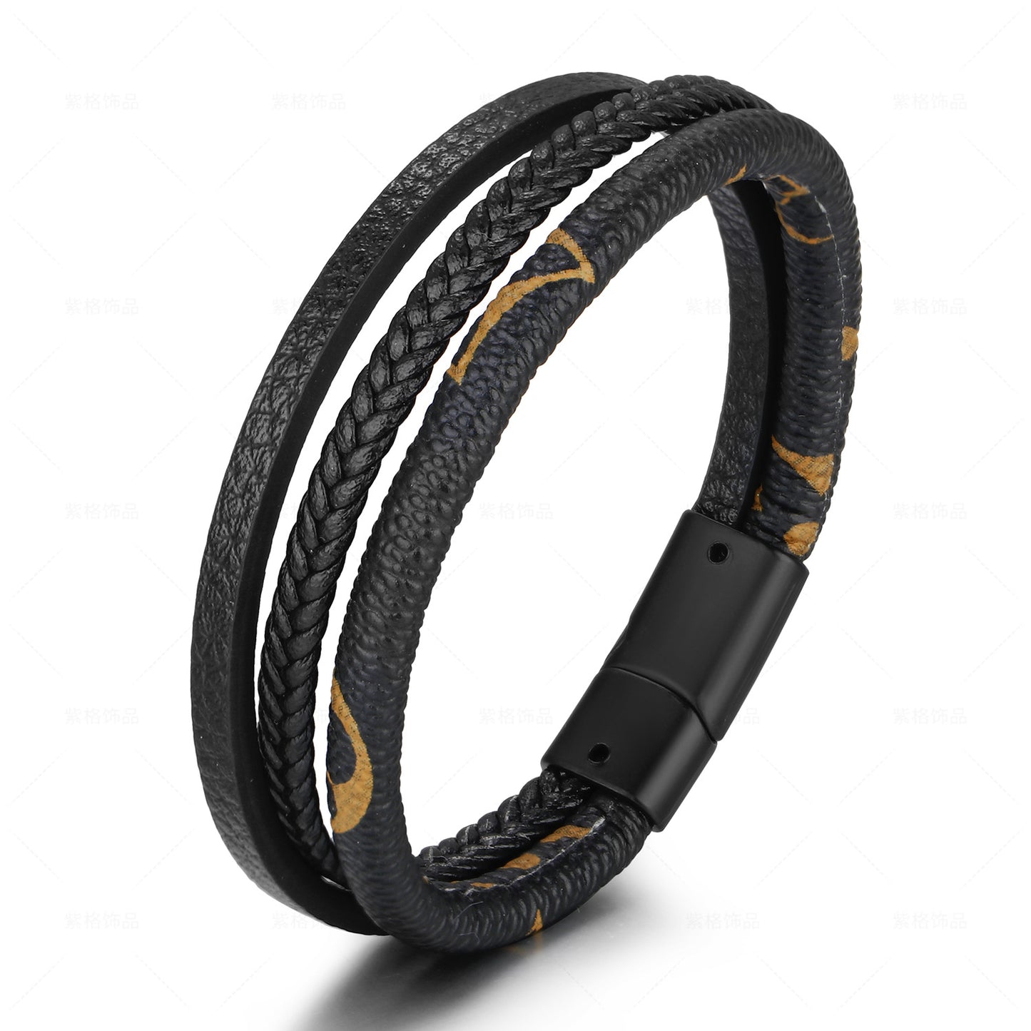 Leather Bracelet Multi-Layer Hand-Woven - Magnetic Buckle
