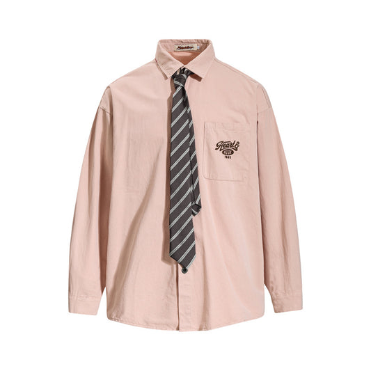 Street Style Washed Vintage Long Sleeve Shirt for Men and Women