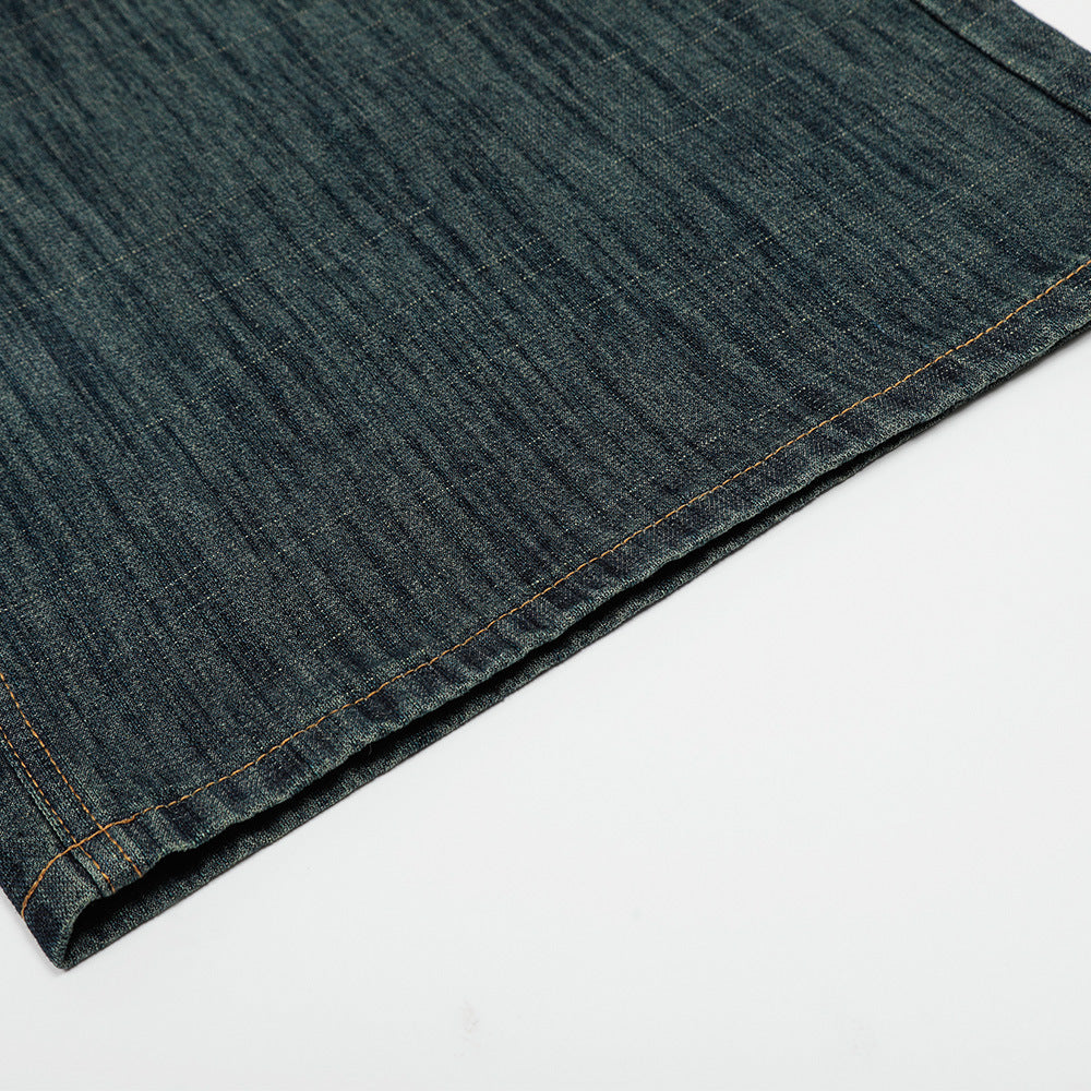 Men's Washed Denim Shorts - Versatile Mid-Length Loose Straight-Leg Design with Five-Pocket Style