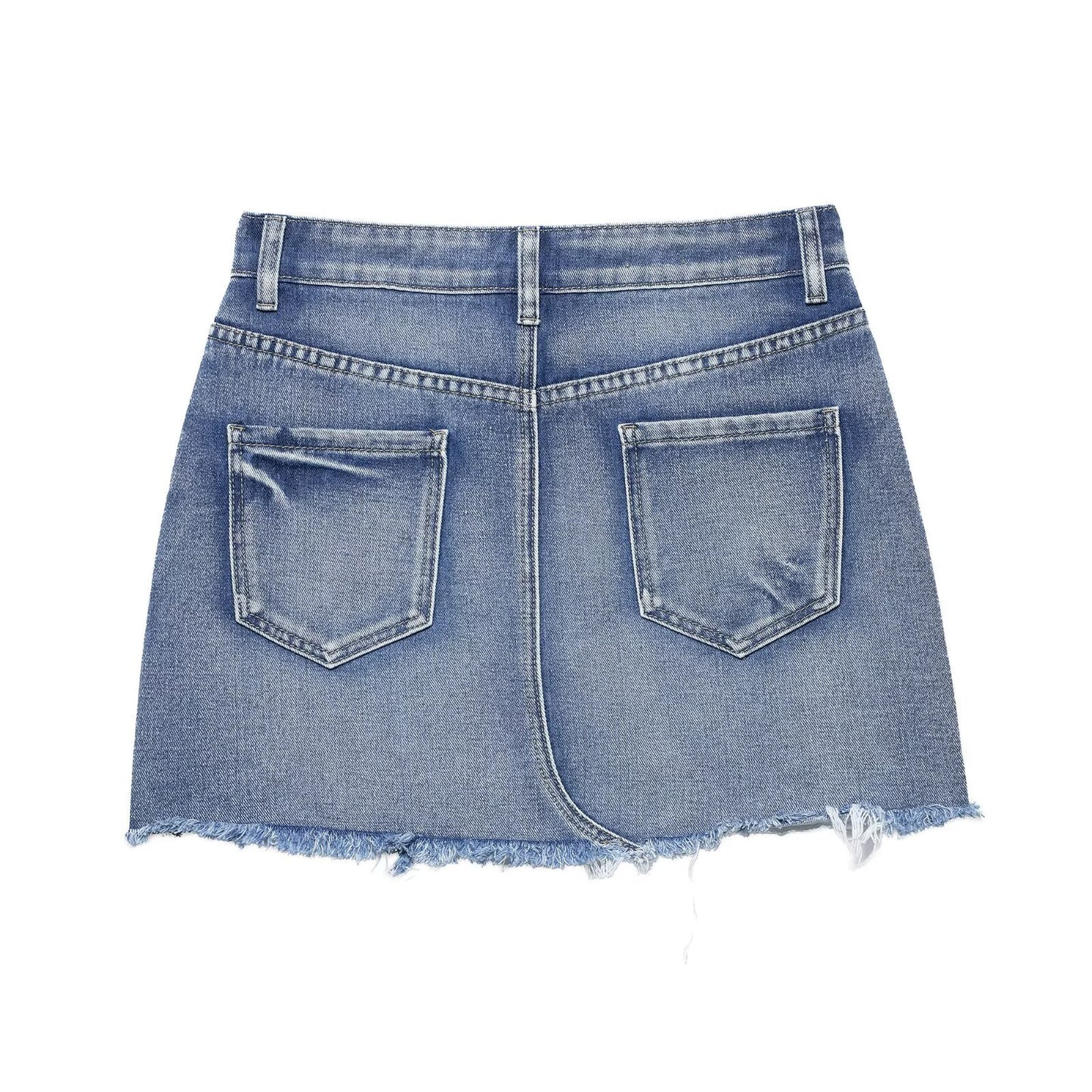 Women's Vintage Ripped Denim Mini Skirt