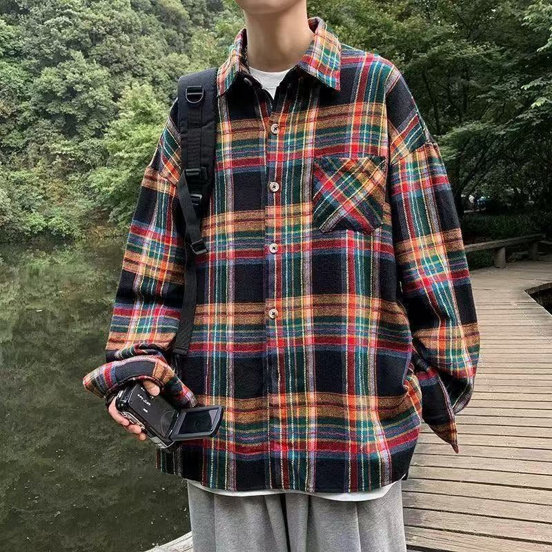 Retro Long Sleeved Shirt Jacket for Men