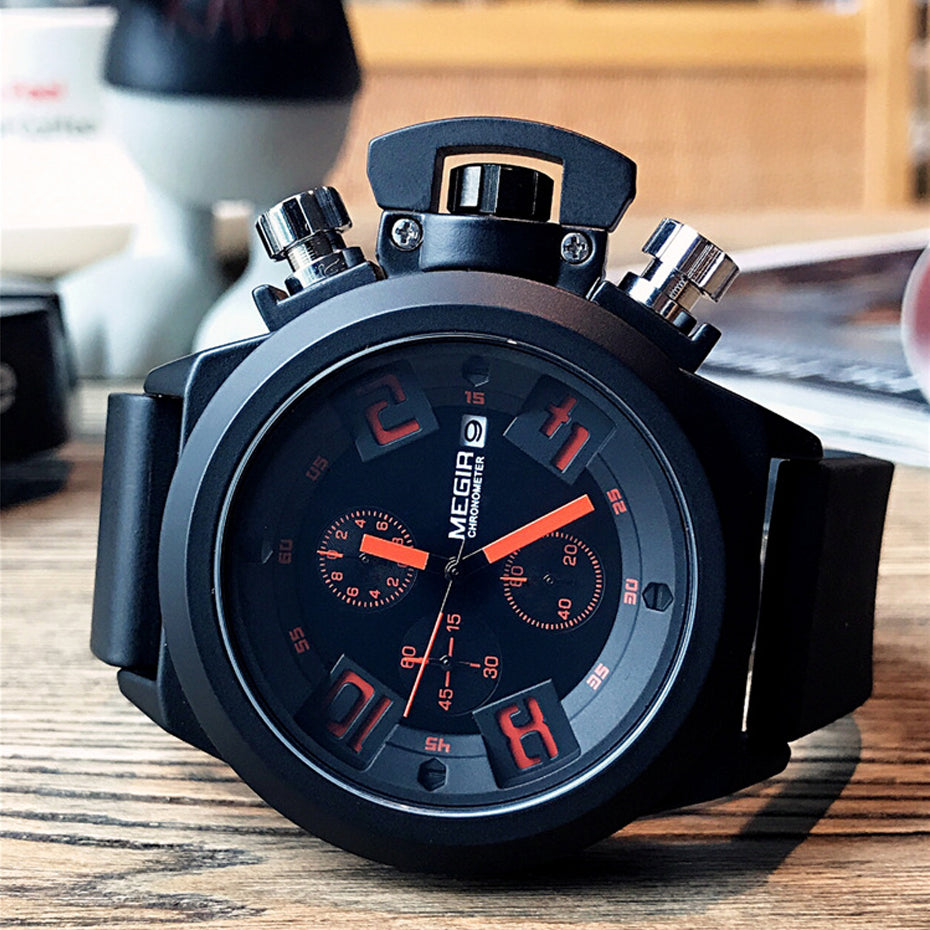 Men's Casual Quartz Watch - 3D Engraved Dial - Waterproof