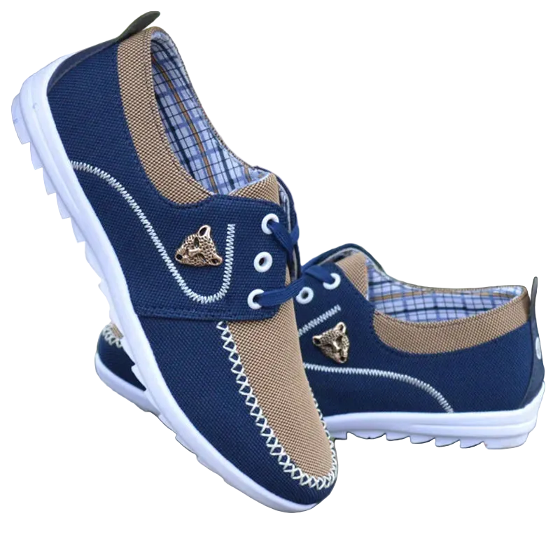 Men's Casual Sneakers - Flat Canvas Shoes for Comfortable Driving Footwear