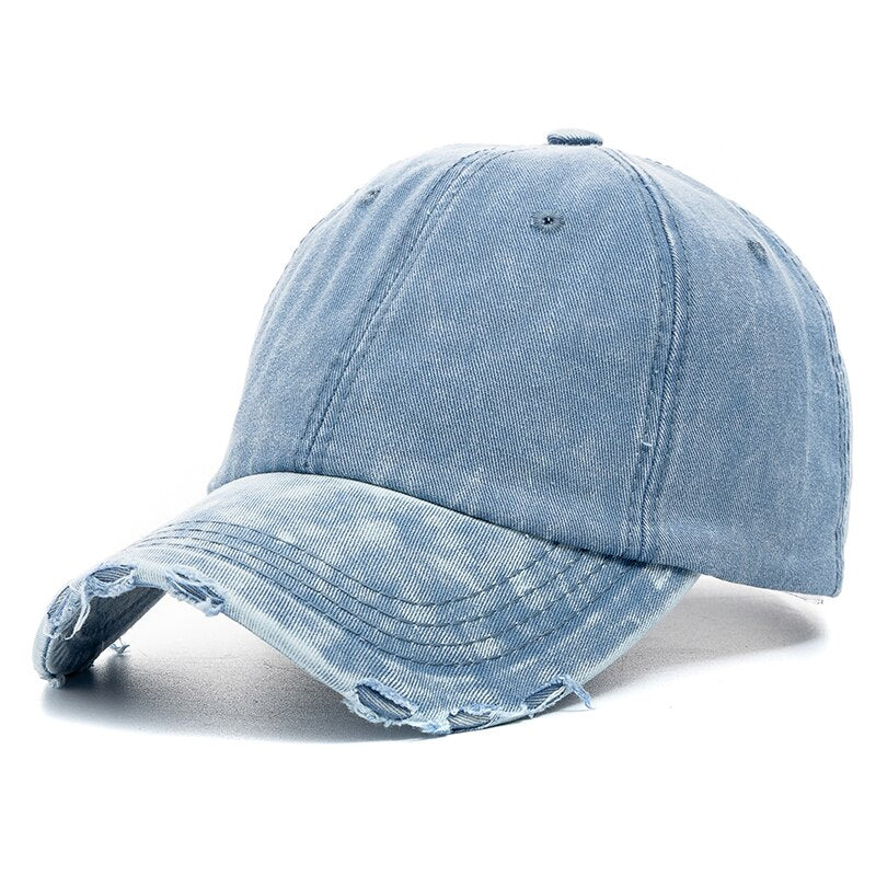 High-Quality Unisex Washed Cotton Baseball Cap - Adjustable Denim Hat for Casual Outdoor Fashion