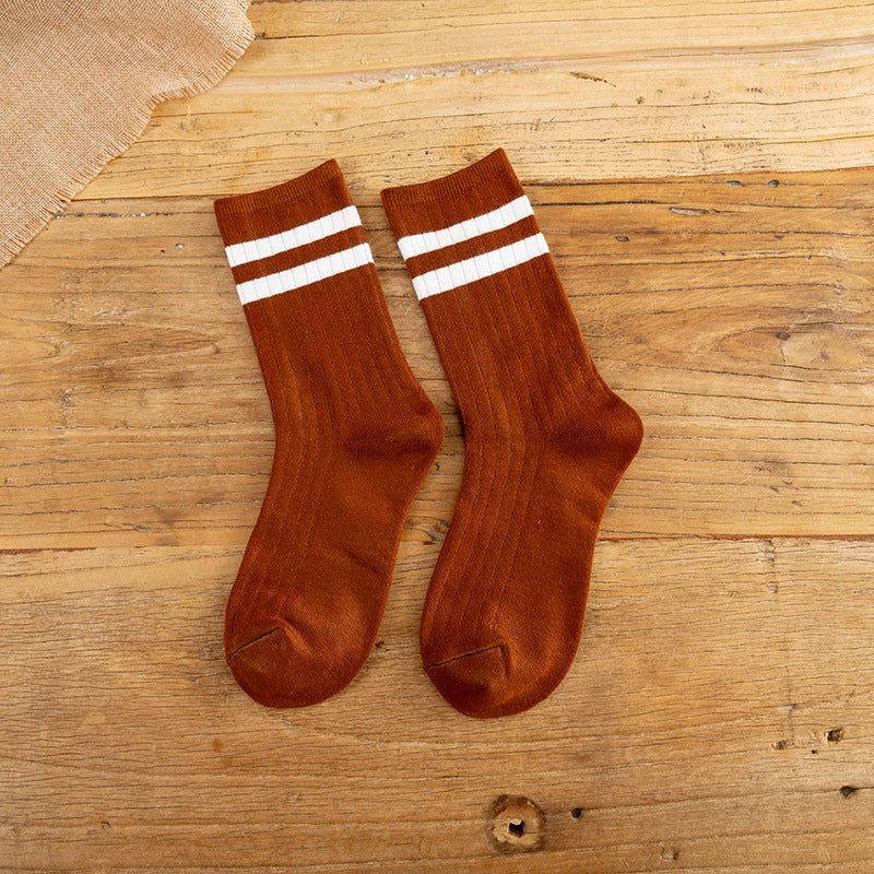 Japanese Cotton Socks - Two Stripe Retro Look