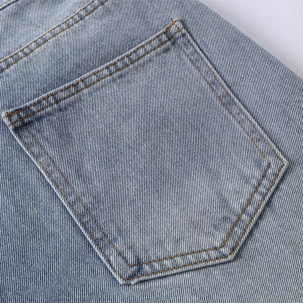 Cartoon Print Vintage Denim Pants — Mid Waist Loose Fit Streetwear