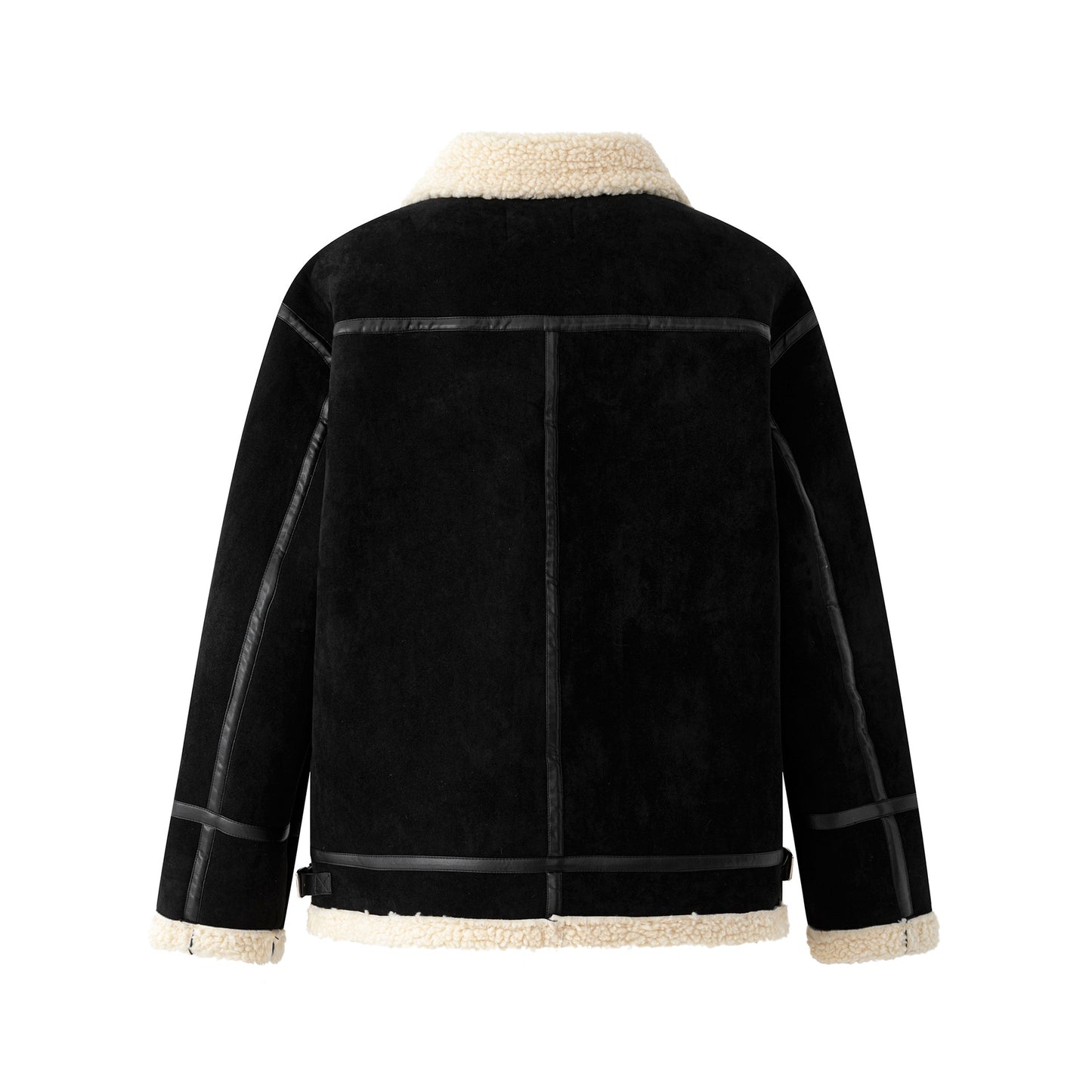 Casual Fleece Lined Cotton Coat for Men Loose Fit Warm Winter Jacket with Turn-Down Collar Velvet-like Fabric