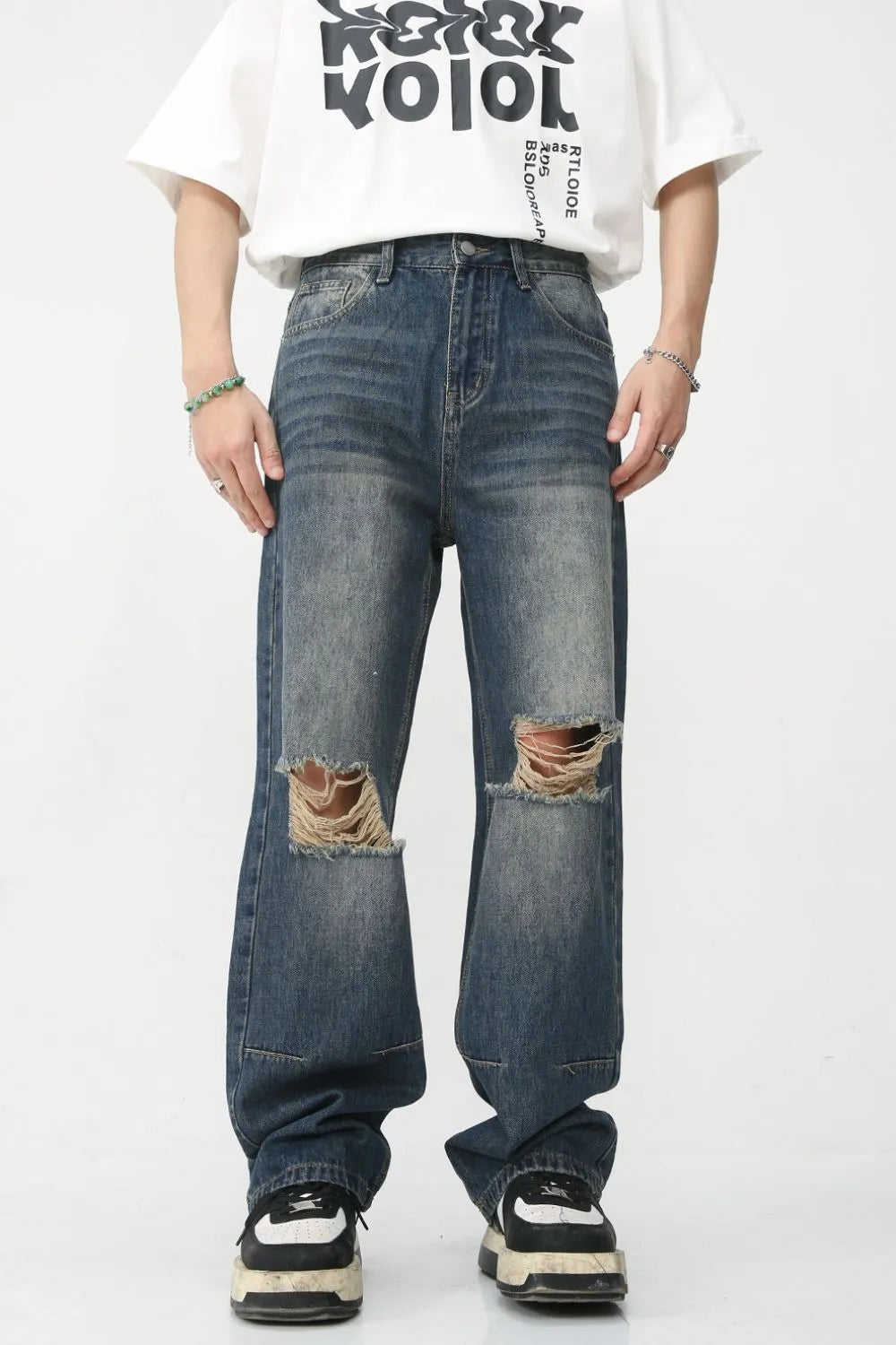 Premium Distressed Jeans with Pockets - Japanese Denim Luxury