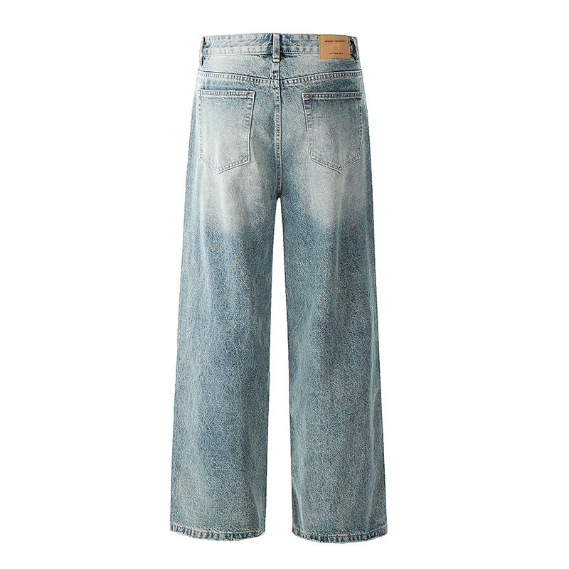 Japanese Denim Loose Jeans with Distressed Finish