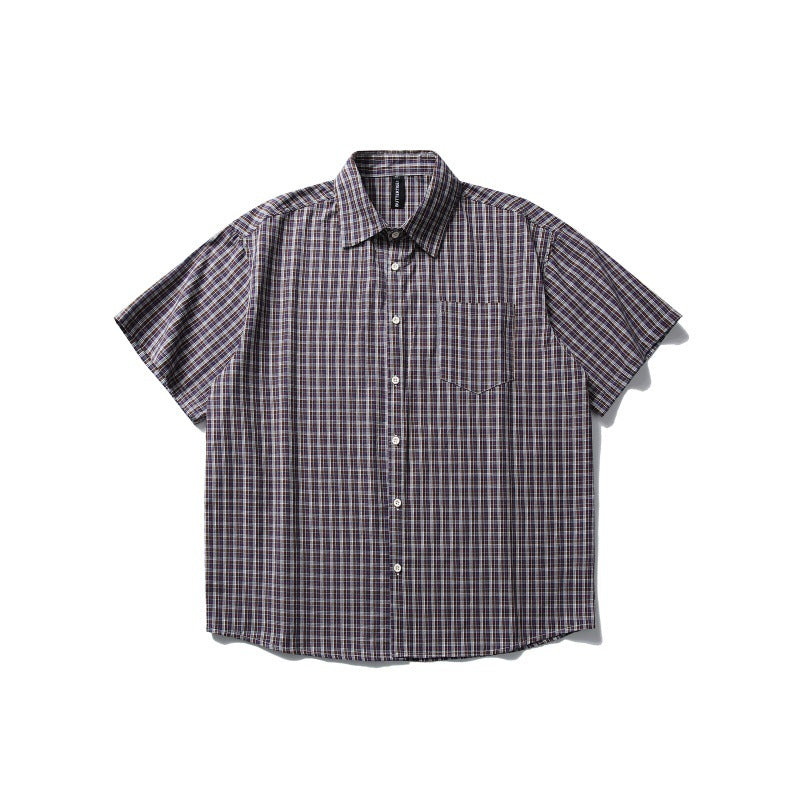 Silhouette Checkered Short Sleeve Shirt for Men and Women