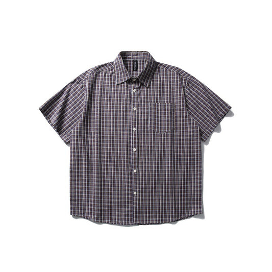 Silhouette Checkered Short Sleeve Shirt for Men and Women