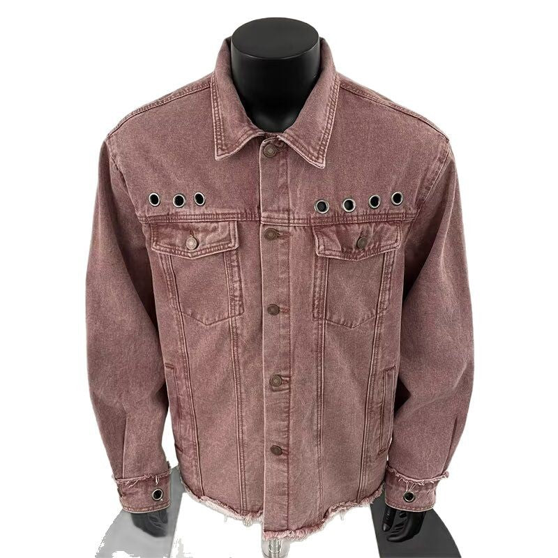 Retro Unisex Pink Denim Jacket for Men and Women