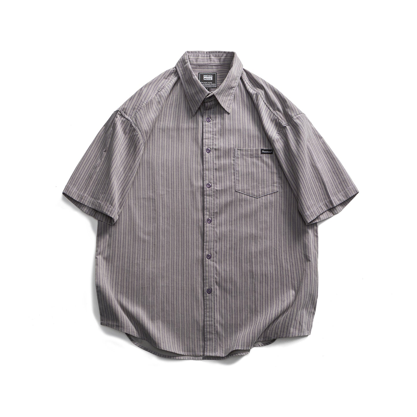 Loose Casual Striped Short Sleeved Shirt for Men