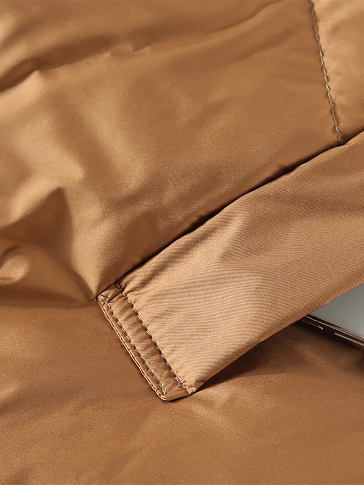 Women's Hooded Denim Coat with Patchwork Design and Button Closure