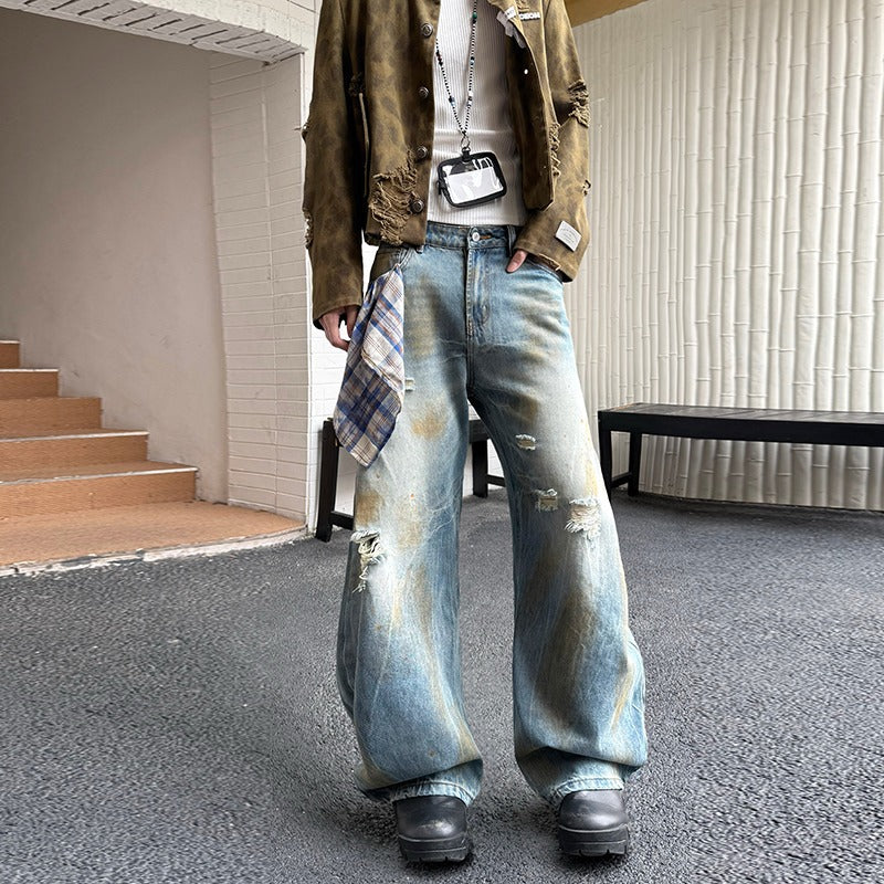 Loose Slightly Flared Slim and Wide Leg Denim Pants