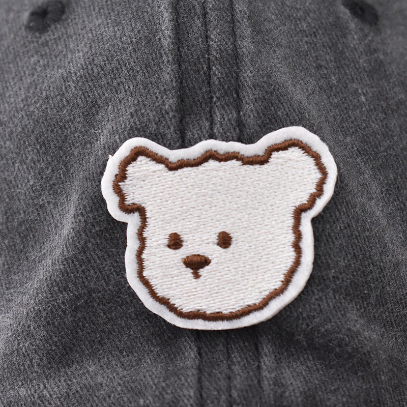 Pure Cotton Washed Cute Bear Embroidered Baseball Cap Outdoor Peak Cap
