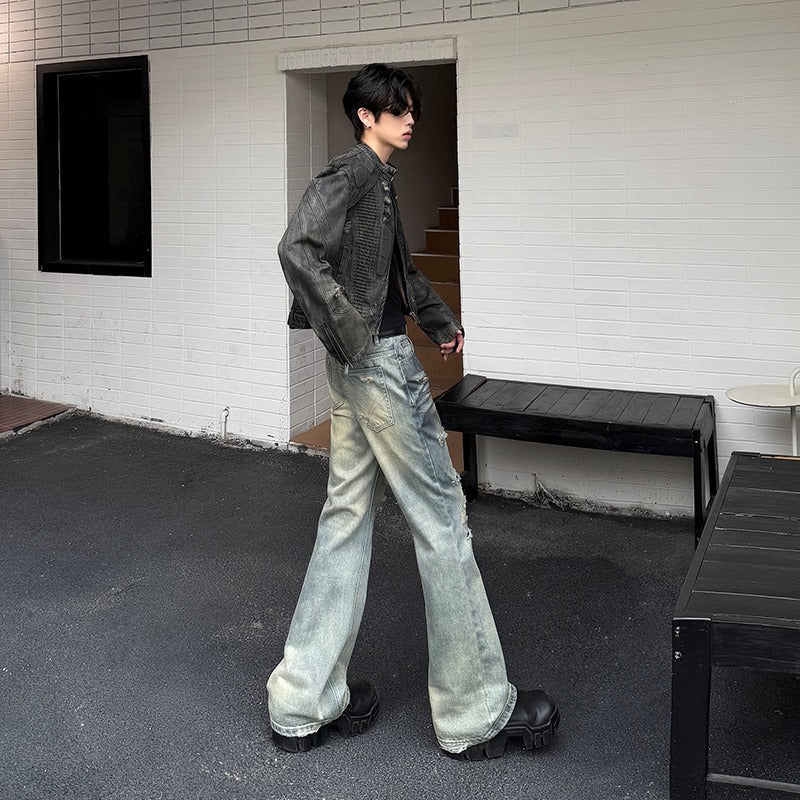 Men's Retro Ripped Loose Straight Leg Jeans