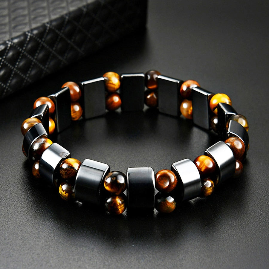 Double Hematite Tiger's Eye Bracelet