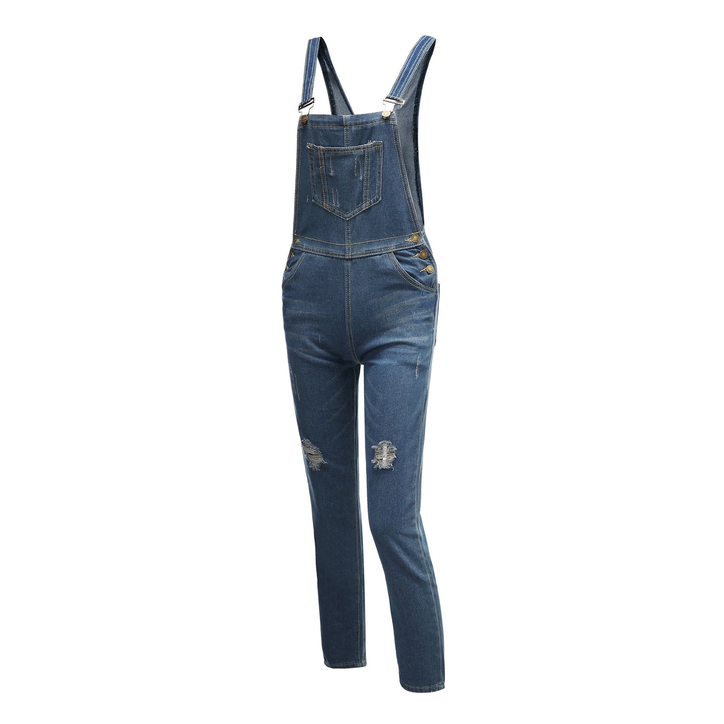 European and American Ripped Denim Overalls for Women