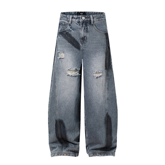 Women's Design Splicing and Frayed Wide-Leg Pants