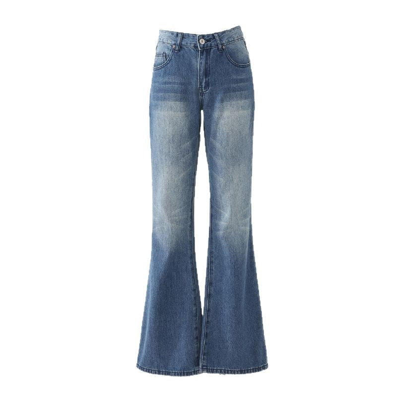 Women's Low Waist Flared Denim Pants - Wide Leg Trumpet Pants