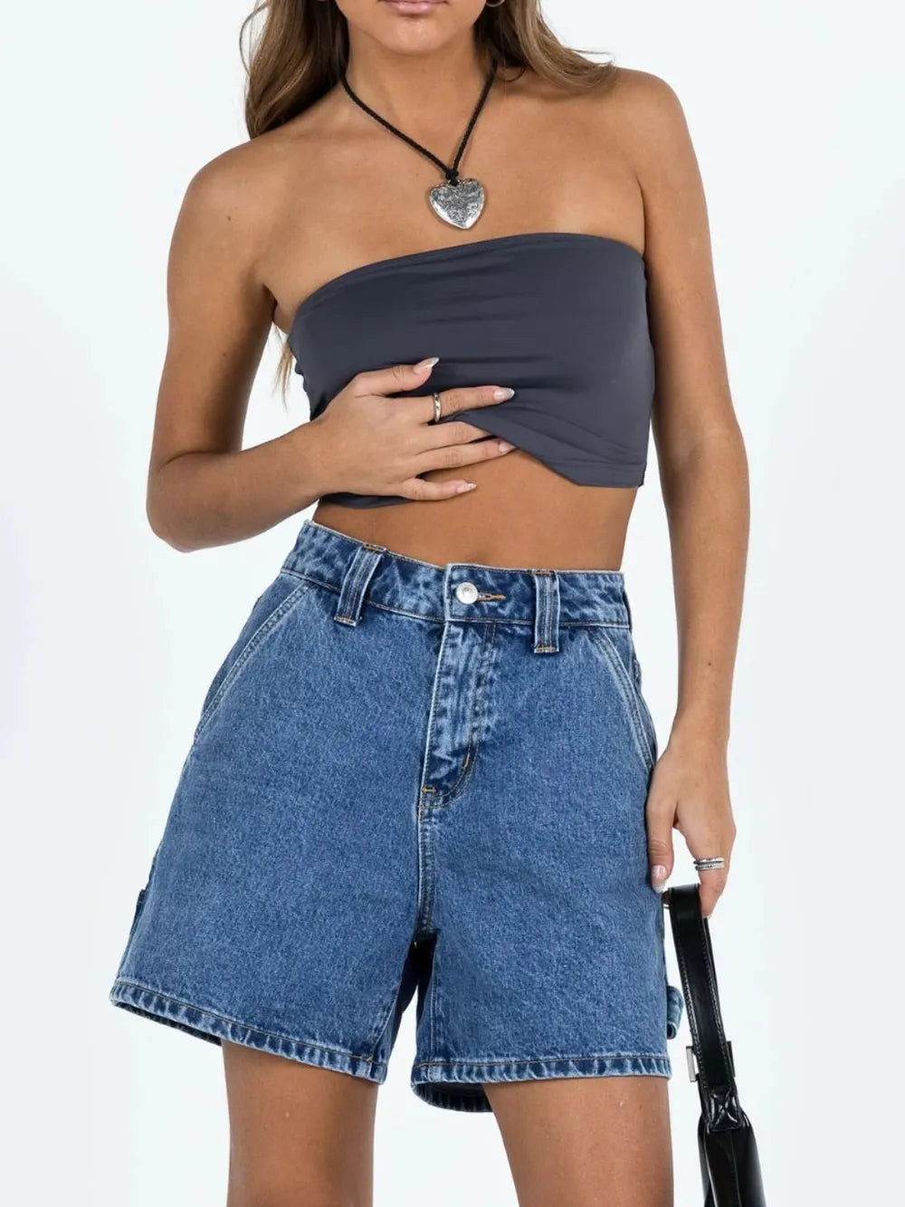 Washed High Rise Denim Shorts for Modern Streetwear