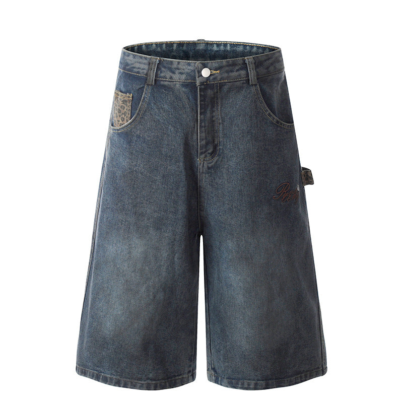 Deconstructing Leopard Print Patch Five Quarter Jeans