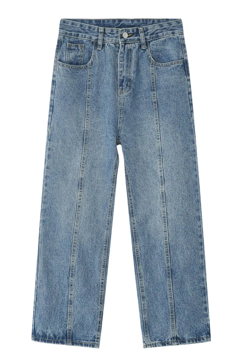 Men's Washed Splicing Straight Leg Jeans - Premium Japanese Denim
